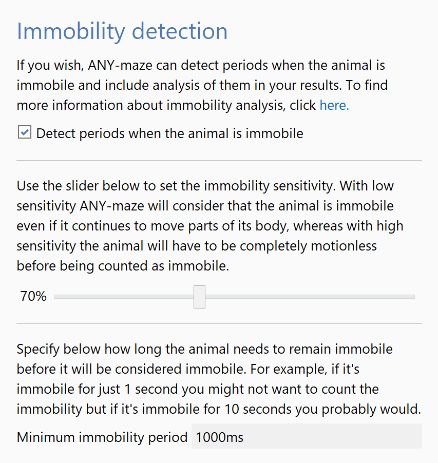 Immobility detection can be adjusted picture