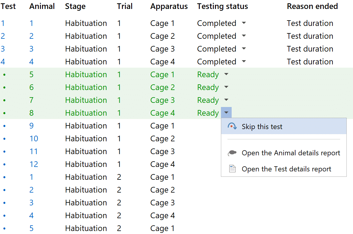 Follow an intuitive test schedule picture