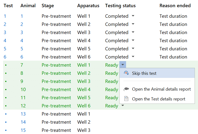 Follow an intuitive test schedule picture